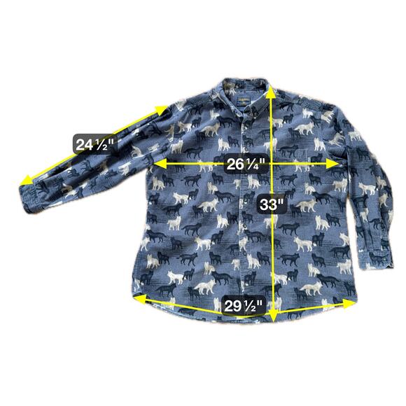 Woolrich Men's Onyx Wolves Flannel Long Sleeve Shirt Sz 2XL Western $230 MSRP - Picture 7 of 7